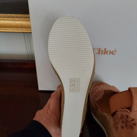 SeeByChloe perforated Wedge, scallopd detail, size 38, neutral blush color - Picture 4 of 6